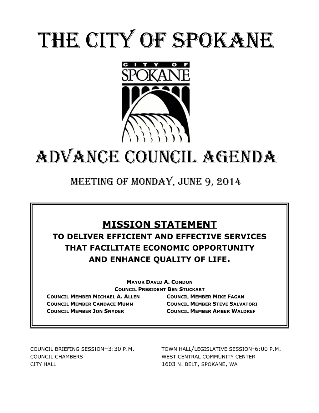 June 9, 2014 Advance Council Agenda Packet