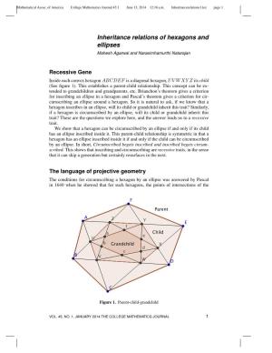 Inheritance Relations of Hexagons and Ellipses Mahesh Agarwal and Narasimhamurthi Natarajan