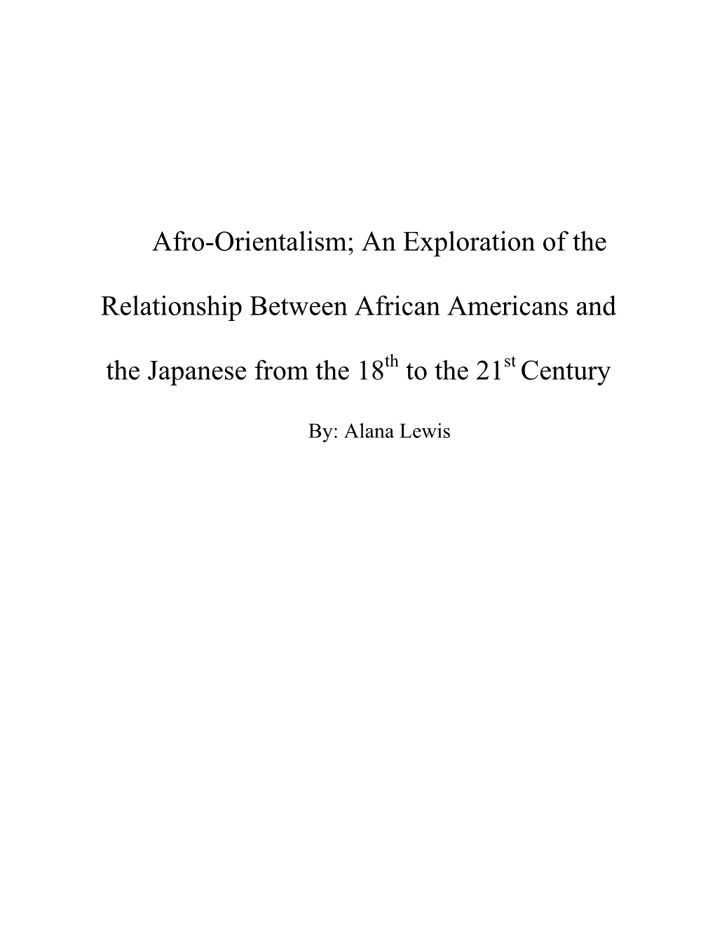 Afro-Orientalism; an Exploration of The