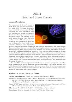 AS414 Solar and Space Physics