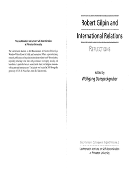 Robert Gilpin and International Relations the Liechtenstein Institute on Self-Determination at Princeton University