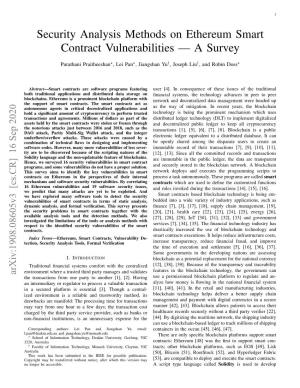 Security Analysis Methods on Ethereum Smart Contract Vulnerabilities — a Survey