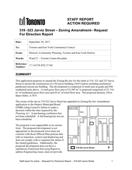 319 -323 Jarvis Street – Zoning Amendment– Request for Direction Report