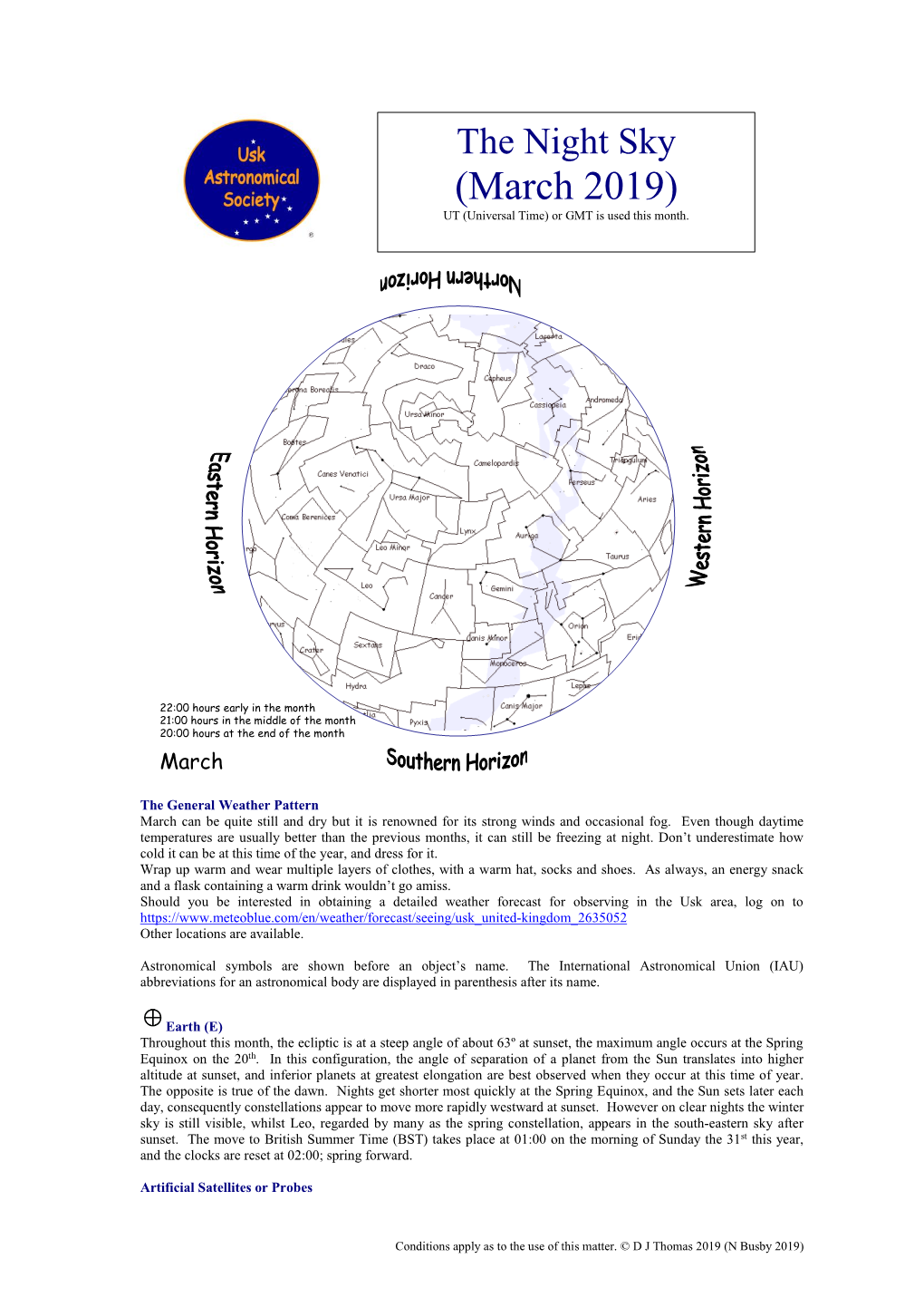 (March 2019) UT (Universal Time) Or GMT Is Used This Month