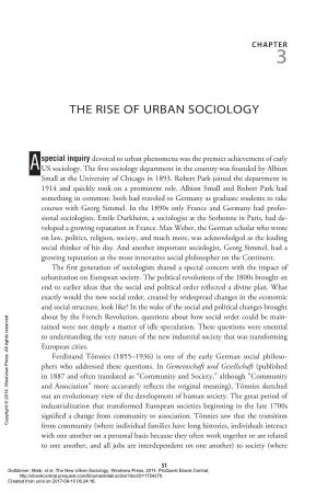 The Rise of Urban Sociology