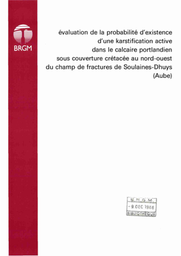 Évaluation De La Probabilité D'existence D'une Karstification