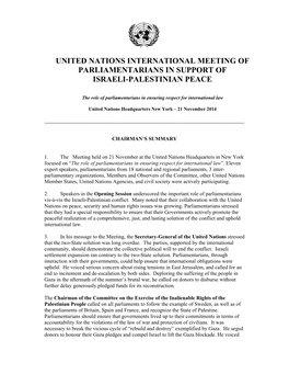 United Nations International Meeting of Parliamentarians in Support of Israeli-Palestinian Peace