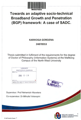 Towards an Adaptive Socio-Technical Broadband Growth and Penetration (BGP) Framework: a Case of SADC
