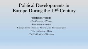 Political Developments in Europe During the 19Th Century