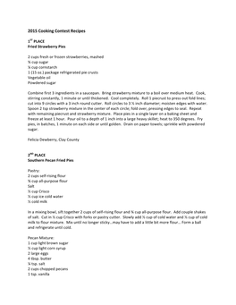2015 Cooking Contest Recipes