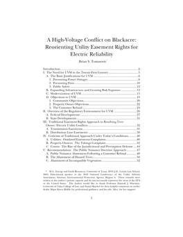A High-Voltage Conflict on Blackacre: Reorienting Utility Easement Rights for Electric Reliability Brian S