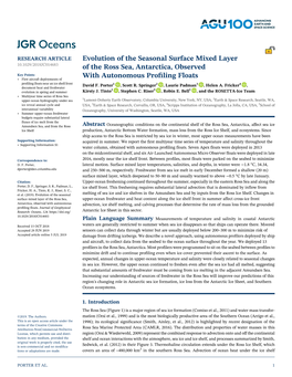 Evolution of the Seasonal Surface Mixed Layer of the Ross Sea