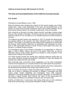 The Aims and Accomplishments of the California Avocado Society
