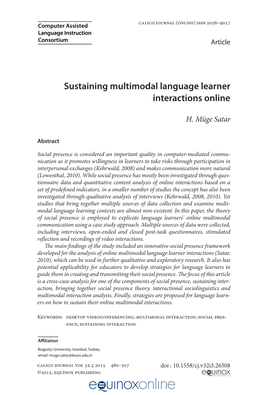 Sustaining Multimodal Language Learner Interactions Online