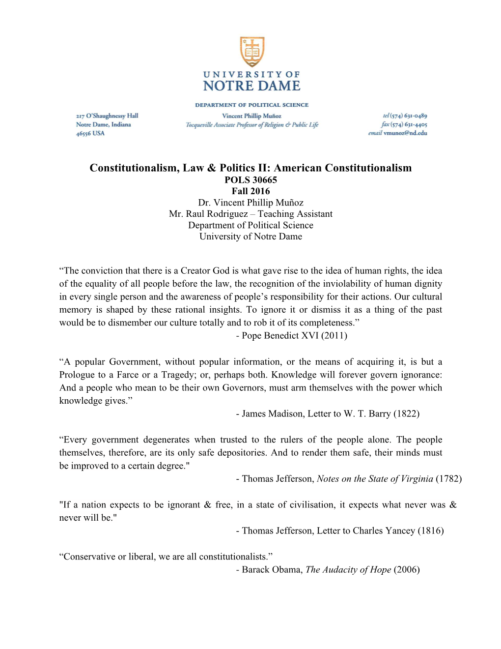 Constitutionalism, Law & Politics II