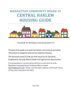 Manhattan Community Board 10 Central Harlem Housing Guide