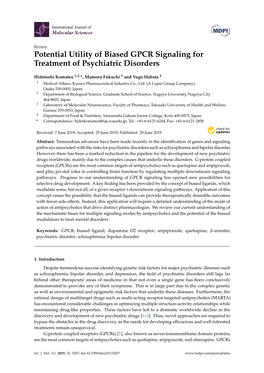 Potential Utility of Biased GPCR Signaling for Treatment of Psychiatric Disorders