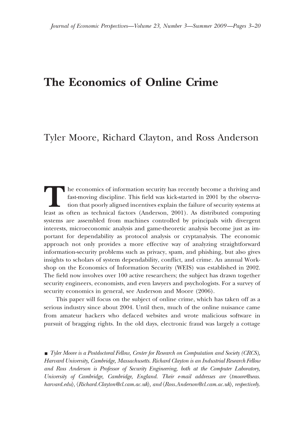 The Economics of Online Crime