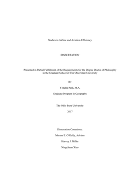 Studies in Airline and Aviation Efficiency DISSERTATION