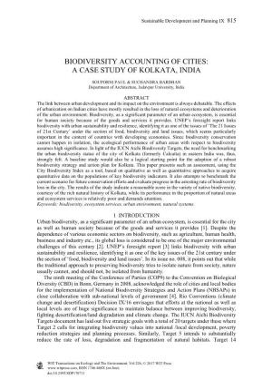 A Case Study of Kolkata, India