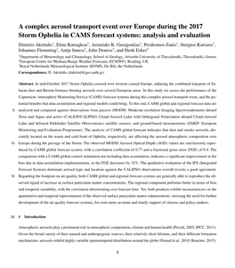 A Complex Aerosol Transport Event Over Europe During