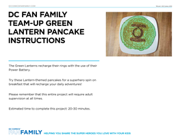Dc Fan Family Team-Up Green Lantern Pancake Instructions