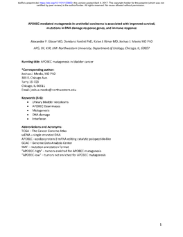 1 APOBEC-Mediated Mutagenesis in Urothelial Carcinoma Is Associated