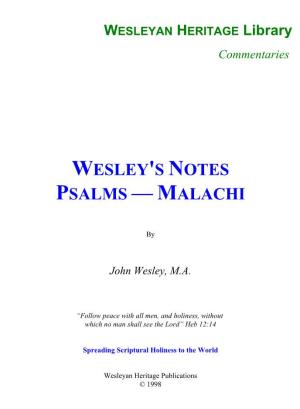 Wesley's Notes Psalms — Malachi