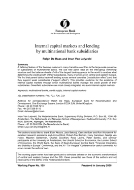 Internal Capital Markets and Lending by Multinational Bank Subsidiaries