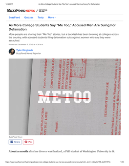 As More College Students Say “Me Too,” Accused Men Are Suing for Defamation