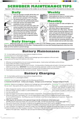 Floor Scrubber Maintenance Chart