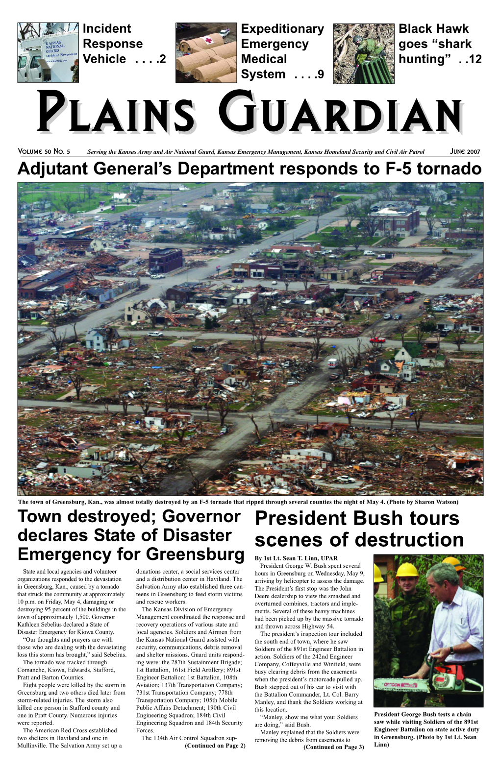 June 2007 Adjutant General’S Department Responds to F-5 Tornado