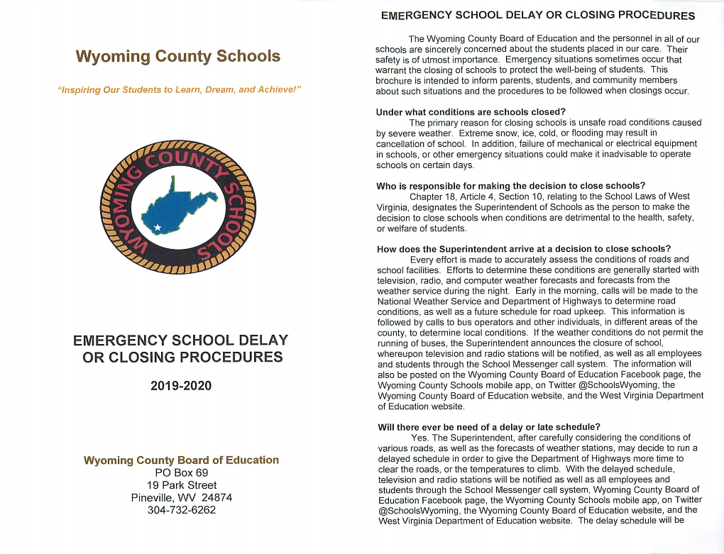 8. Emergency School Delay Or Closing Procedures