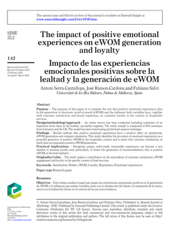 The Impact of Positive Emotional Experiences on Ewom Generation