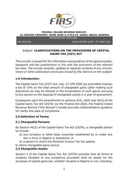 1 Subject: CLARIFICATIONS on the PROVISIONS of CAPITAL GAINS