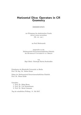 Horizontal Dirac Operators in CR Geometry