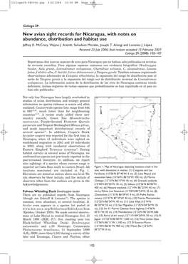 New Avian Sight Records for Nicaragua, with Notes on Abundance, Distribution and Habitat Use Jeffrey K