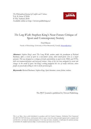 The Long Walk: Stephen King's Near-Future Critique of Sport And