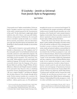 El Lissitzky – Jewish As Universal: from Jewish Style to Pangeometry Style Jewish from As Universal: – Jewish El Lissitzky Fig