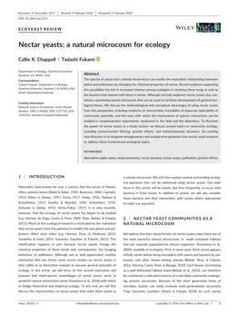 Nectar Yeasts: a Natural Microcosm for Ecology