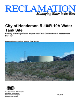 City of Henderson R-10/R-10A Water Tank Site Finding of No Significant Impact and Final Environmental Assessment LC-14-21