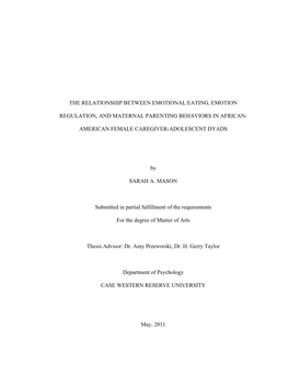 The Relationship Between Emotional Eating, Emotion