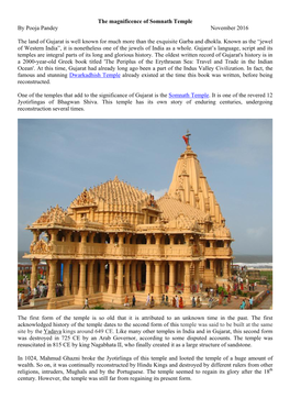 The Magnificence of Somnath Temple by Pooja Pandey November 2016