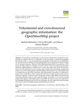 Volunteered and Crowdsourced Geographic Information: the Openstreetmap Project