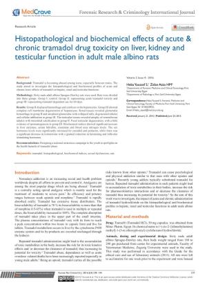 Histopathological and Biochemical Effects of Acute & Chronic Tramadol