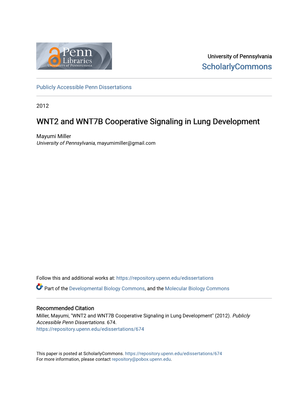 WNT2 and WNT7B Cooperative Signaling in Lung Development