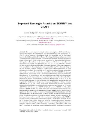 Improved Rectangle Attacks on SKINNY and CRAFT