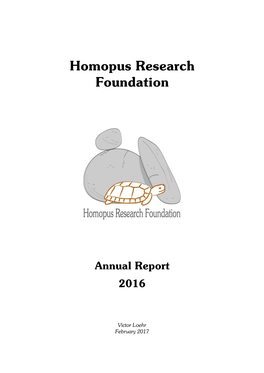 Annual Report 2016 Homopus Research Foundation