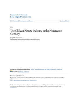 The Chilean Nitrate Industry in the Nineteenth Century