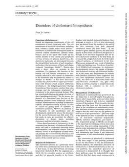 Disorders of Cholesterol Biosynthesis